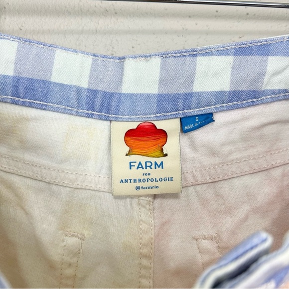 Farm Rio Gingham High Rise Shorts Size Small Red Blue Yellow Denim Cut Off - Picture 10 of 12